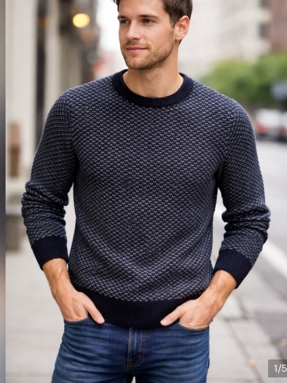 J.Crew Rugged merino wool-blend bird's-eye sweater